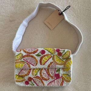 Beaded Citrus Print Bag